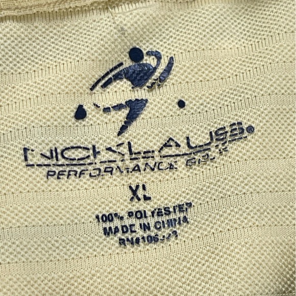 Nicklaus Performance Men's XL Yellow Navy Striped Polo Shirt Short Sleeve - Picture 2 of 7